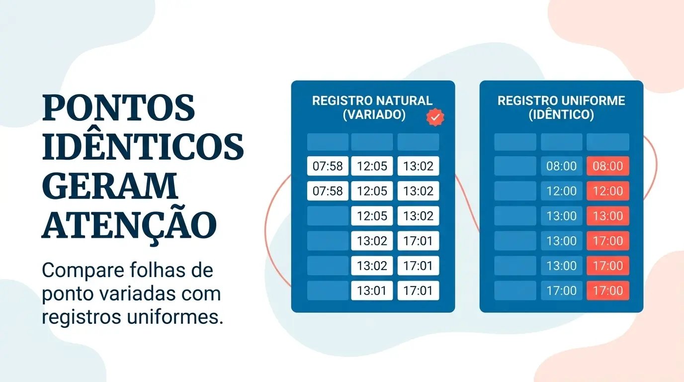 Exemplo de cartão de ponto com horários uniformes, o chamado ponto britânico, considerado inválido pelo TST