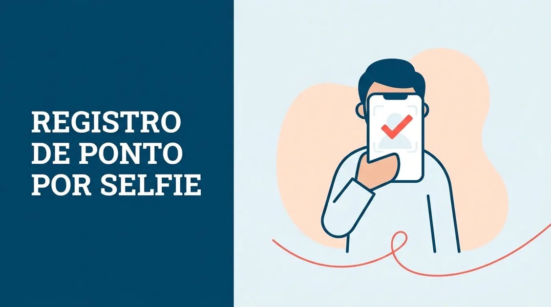 Colaborador registrando ponto com foto no smartphone, aplicativo de ponto eletrônico