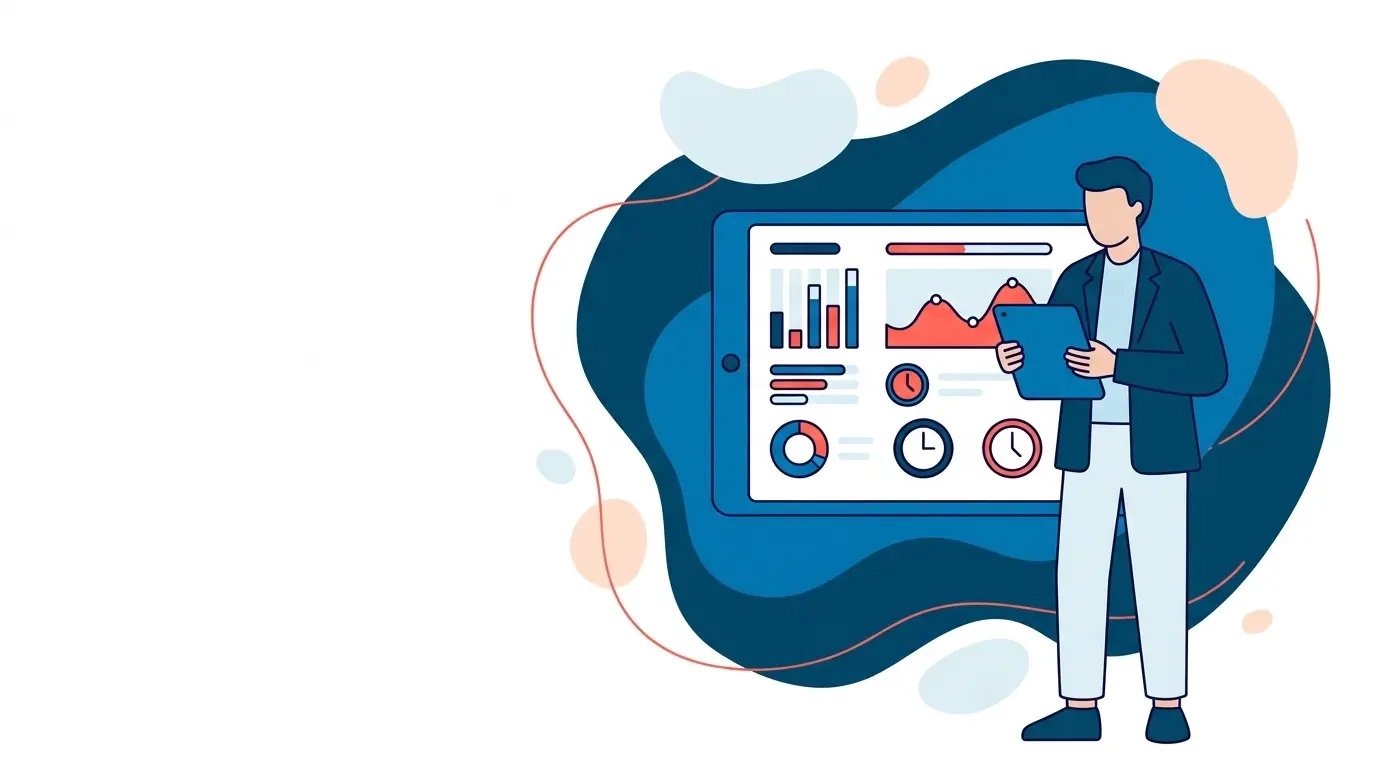 Profissional de RH analisando relatórios de jornada em tablet com interface de sistema de ponto