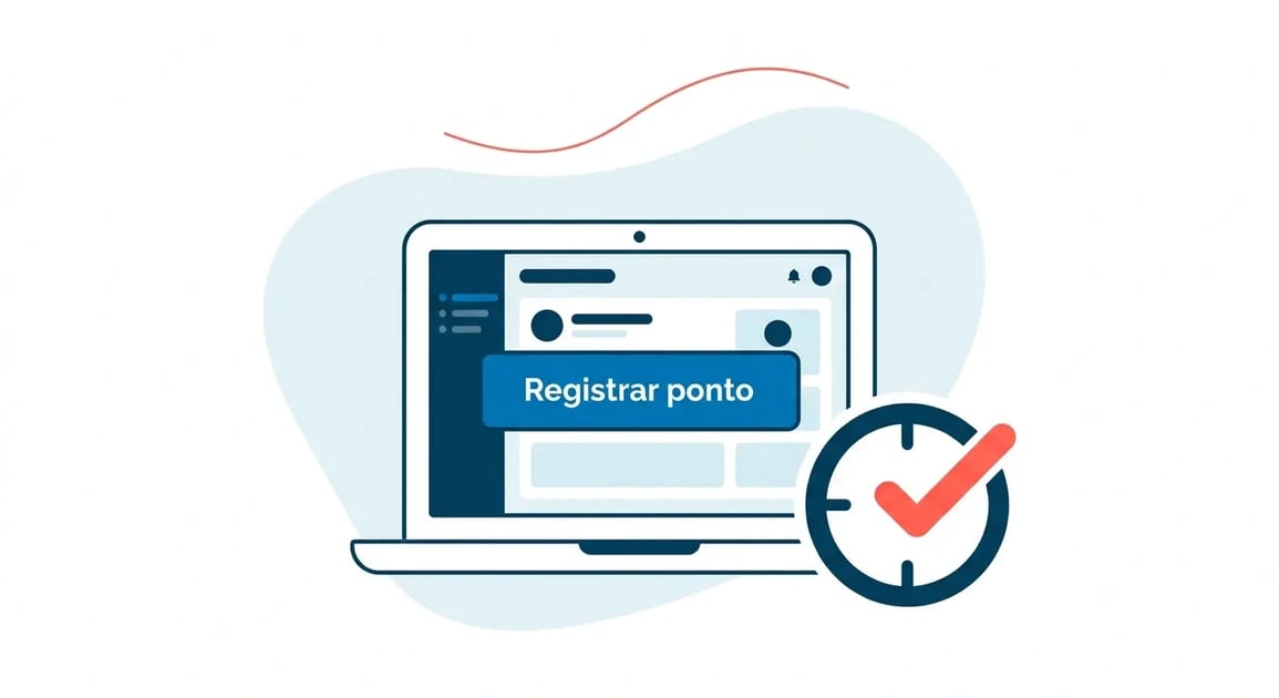 tela de notebook com interface de ponto web aberta — botão de 